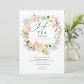 Waterverf Pink Peonies Floral Baby shower Tea Kaart (Staand voorkant)