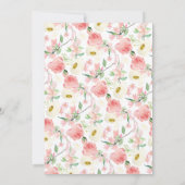 Waterverf Pink Peonies Floral Baby shower Tea Kaart (Achterkant)