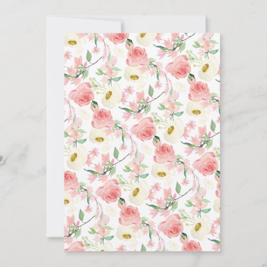 Waterverf Pink Peonies Floral Baby shower Tea Kaart (Achterkant)