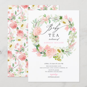 Waterverf Pink Peonies Floral Baby shower Tea Kaart