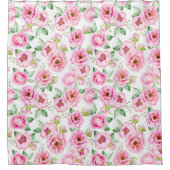 Waterverf Pink Peonies Floral Douchegordijn (Voorkant)