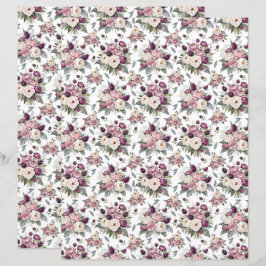 Waterverf Pink Peonies Scrapbook Paper