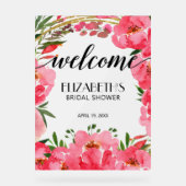 Waterverf Pink Peonies Vrijgezellenfeest Welkom Acryl Bord (Voorkant)