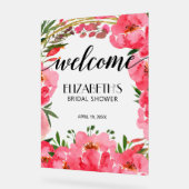 Waterverf Pink Peonies Vrijgezellenfeest Welkom Acryl Bord (Hoek)