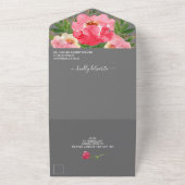Waterverf Pink Peonies Wedding All In One Uitnodiging (Buitenkant)