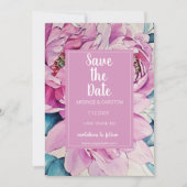 Waterverf Pink Peonies Wedding Save The Date (Voorkant)