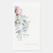 Waterverf Pink Peonies Wedding Servet (Voorkant)