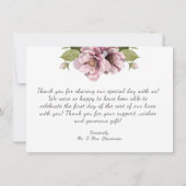 Waterverf Pink Peony bedankt voor de groene bruilo Kaart (Achterkant)