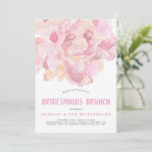 Waterverf Pink Peony Bridesmaids Brunch Invite Kaart (Staand voorkant)