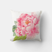 Waterverf Pink Peony Cushion Kussen (Voorkant)