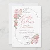 Waterverf Pink Peony Floral Blossom Baby shower Kaart (Voorkant)
