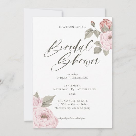 Waterverf Pink Peony Floral Blossom Vrijgezellenfe Kaart (Voorkant)