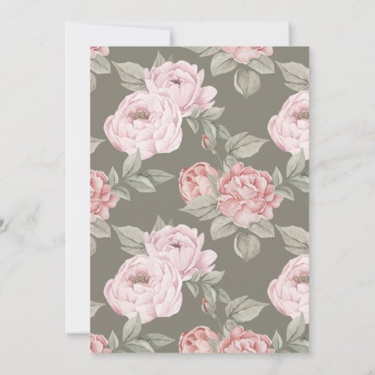 Waterverf Pink Peony Floral Blossom Vrijgezellenfe Kaart (Achterkant)