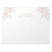 Waterverf Pink Peony Floral uit het bureau van Notitieblok (Voorkant)