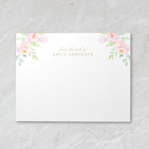 Waterverf Pink Peony Floral uit het bureau van Notitieblok