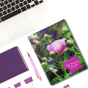 Waterverf Pink Peony Flower Gardener's Journal Notitieboek