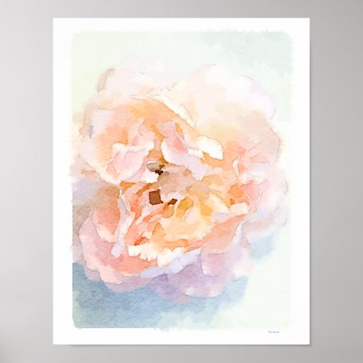 Waterverf Pink Peony poster, kunstdruk Poster (Voorkant)