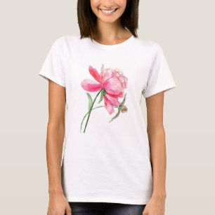 Waterverf Pink Peony Women's Basic T-Shirt