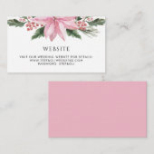 Waterverf Pink Poinsettia Winter Wedding Website Informatiekaartje (Voorkant / Achterkant)
