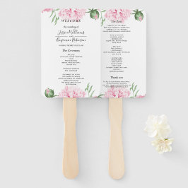 Waterverf Pink Pony Floral Wedding Handwaaier