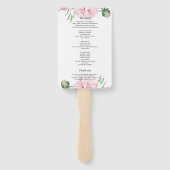 Waterverf Pink Pony Floral Wedding Handwaaier (Achterkant)