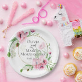 Waterverf Pink Poppies en Foliage Papieren Bordje (Feest)