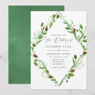 Waterverf Pink Poppies Wedding Kaart