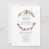 Waterverf Pink Poppies Wedding Kaart (Voorkant)