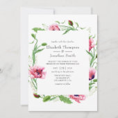 Waterverf Pink Poppies Wedding Kaart (Voorkant)