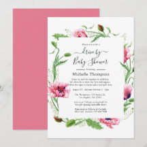 Waterverf Pink Poppies Wedding