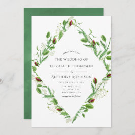 Waterverf Pink Poppies Wedding Kaart