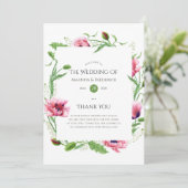 Waterverf Pink Poppies Wedding Programmakaart (Staand voorkant)