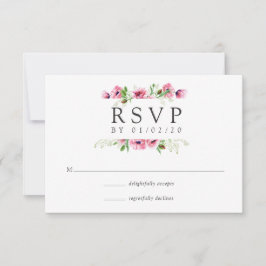 Waterverf Pink Poppies Wedding RSVP Kaartje