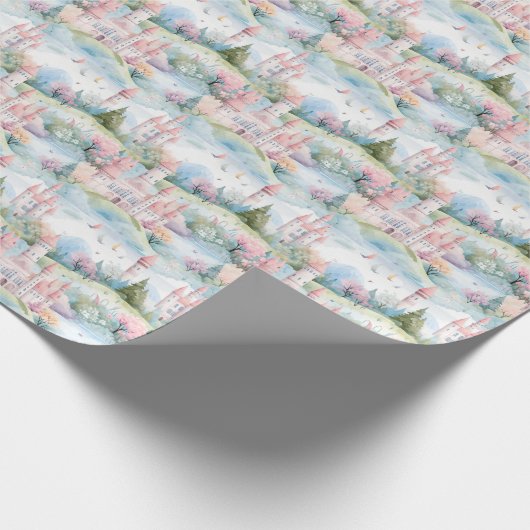 Waterverf Pink Princess Castle - Cadeaupapier (Hoek)