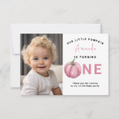 Waterverf Pink Pumpkin eerste verjaardagsfeestje Bedankkaart (Voorkant)