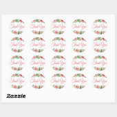 Waterverf Pink Rose Floral Dank u Ronde Sticker (Vel)