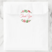 Waterverf Pink Rose Floral Dank u Ronde Sticker (Tas)