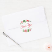 Waterverf Pink Rose Floral Dank u Ronde Sticker (Envelop)