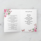 Waterverf Pink Roses & Butterfly Uitvaartprogramma Programma