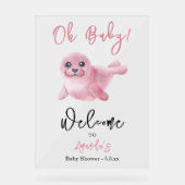 Waterverf Pink Seal Baby shower Acryl Bord (Voorkant)