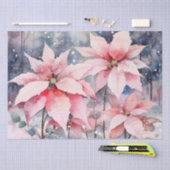 Waterverf Pink Snowy Poinsettia Flowers Tissuepapier (Craft)