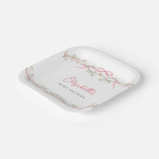 Waterverf Pink Spring Garden Baby shower Papieren Bordje (Gebogen)