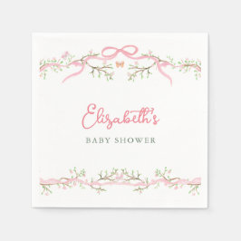 Waterverf Pink Spring Garden Baby shower Servet