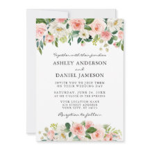 Waterverf Pink White Floral bruilding legant