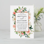 Waterverf Pink White Floral Roos Gold Folie Uitnodiging (Staand Voorkant)