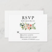 Waterverf Pink White Floral RSVP Kaartje (Voorkant / Achterkant)