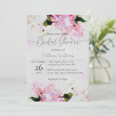 Waterverf Pink White Peony Flowers Vrijgezellenfee Kaart (Staand voorkant)