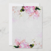 Waterverf Pink White Peony Flowers Vrijgezellenfee Kaart (Achterkant)