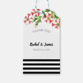Waterverf Pink White Petunias Floral Wedding Cadeaulabel