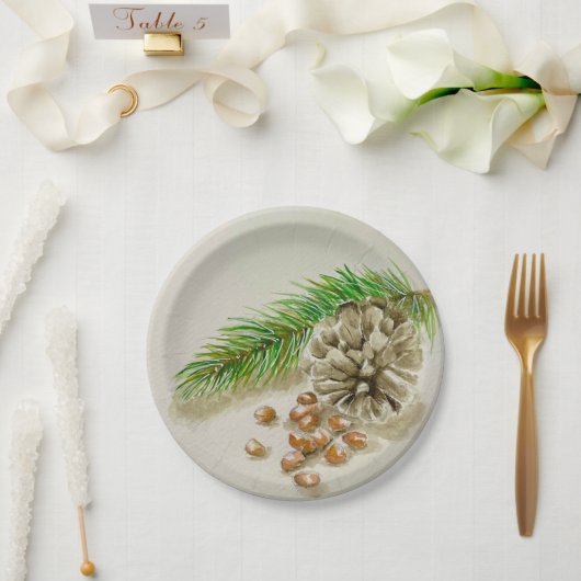 Waterverf Pinõnnoten Pinecone New Mexico Papieren Bordje (Huwelijk)